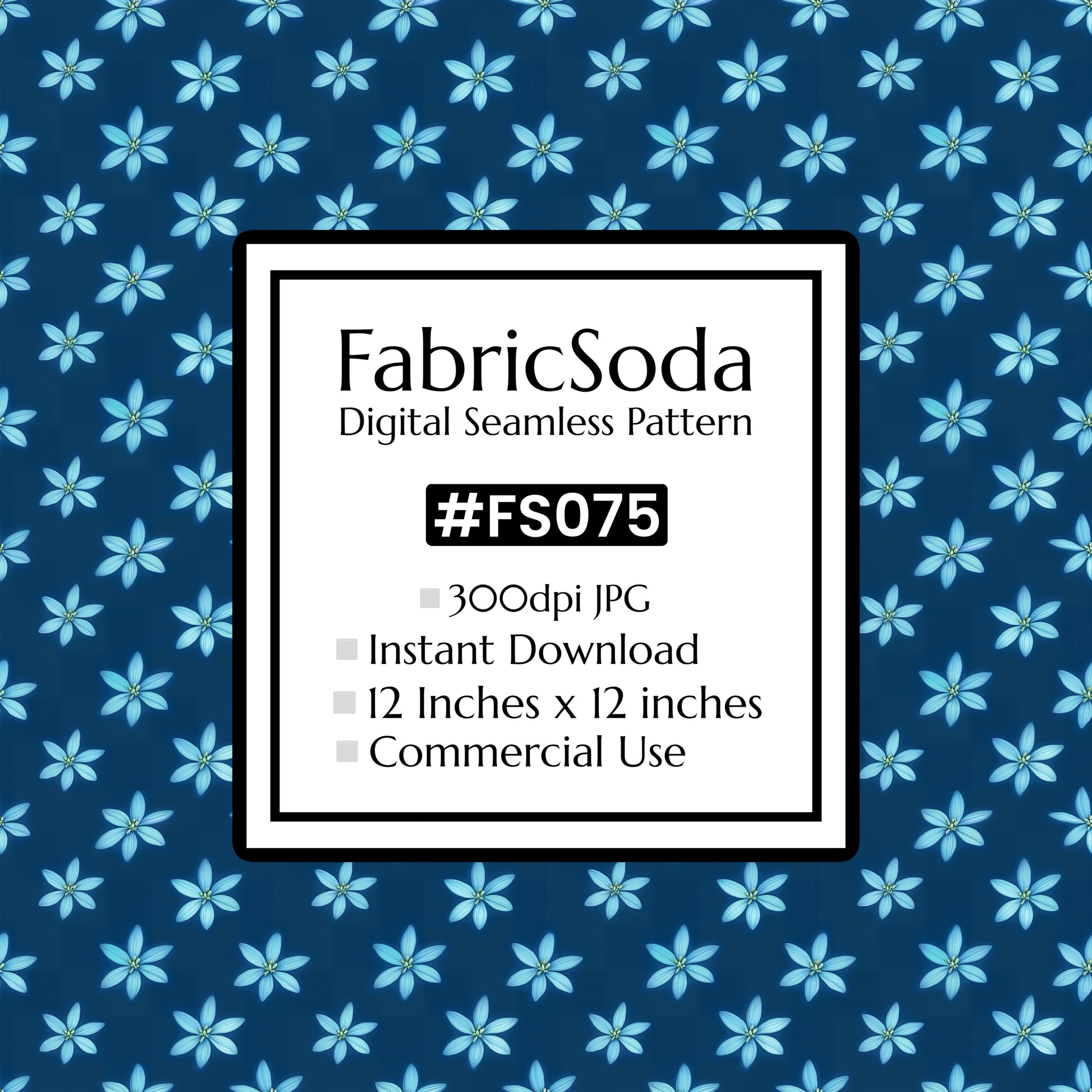 FS075 Blue Floral Seamless Pattern JPG