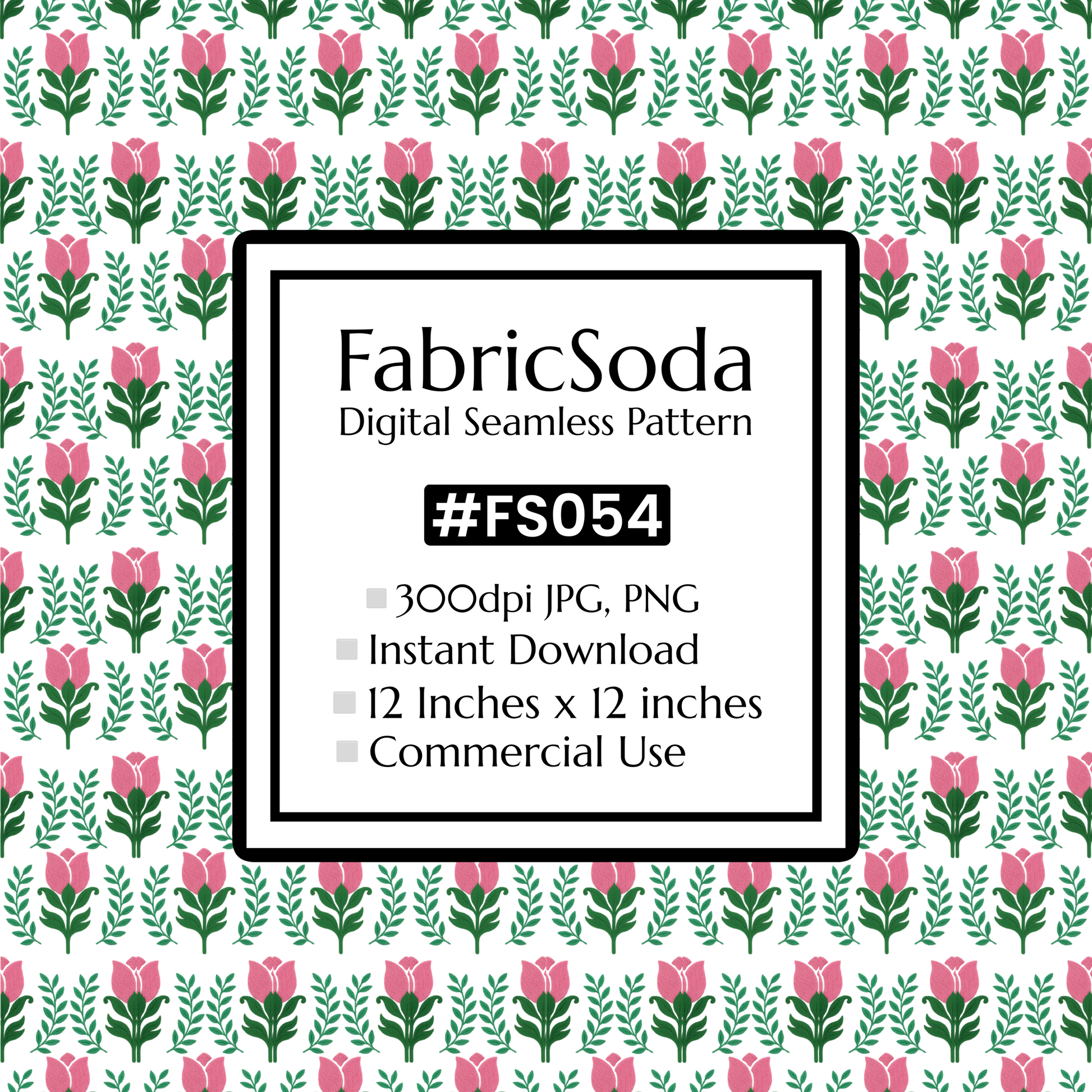 FS054 Green Floral Seamless Pattern JPG PNG