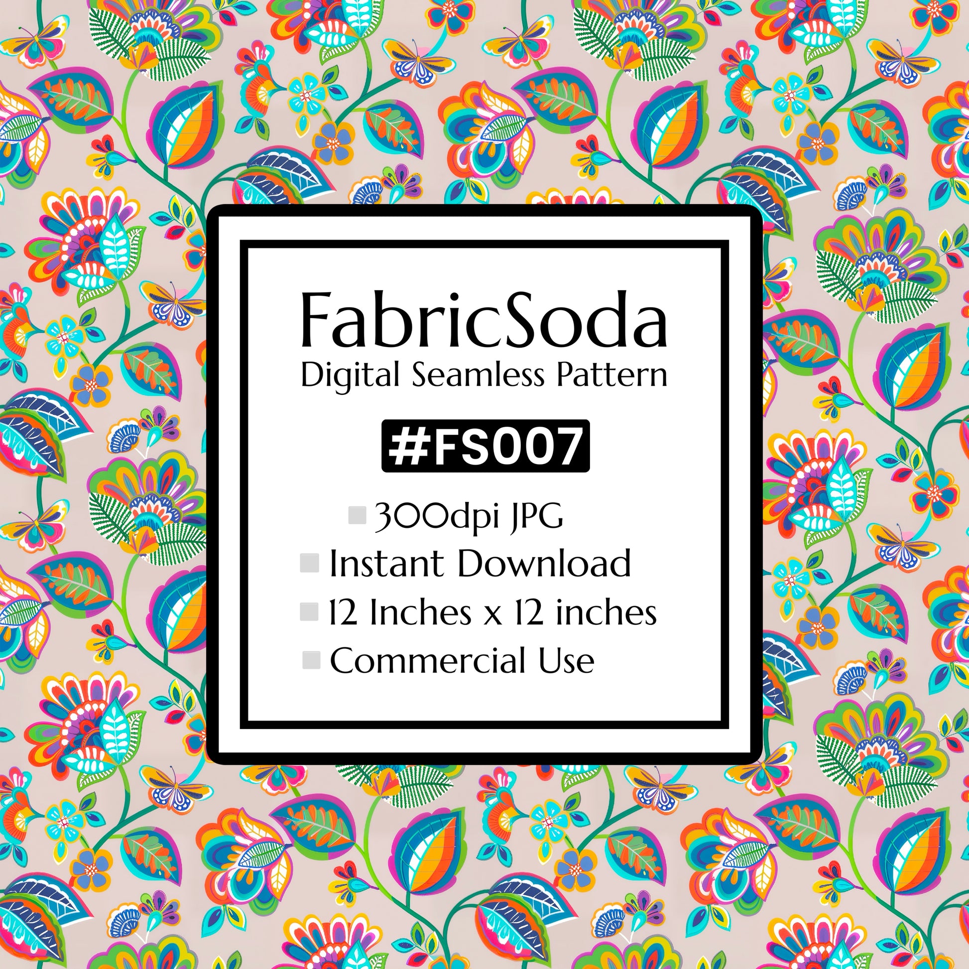 #FS007 Beige Exotic Floral Seamless Pattern JPG