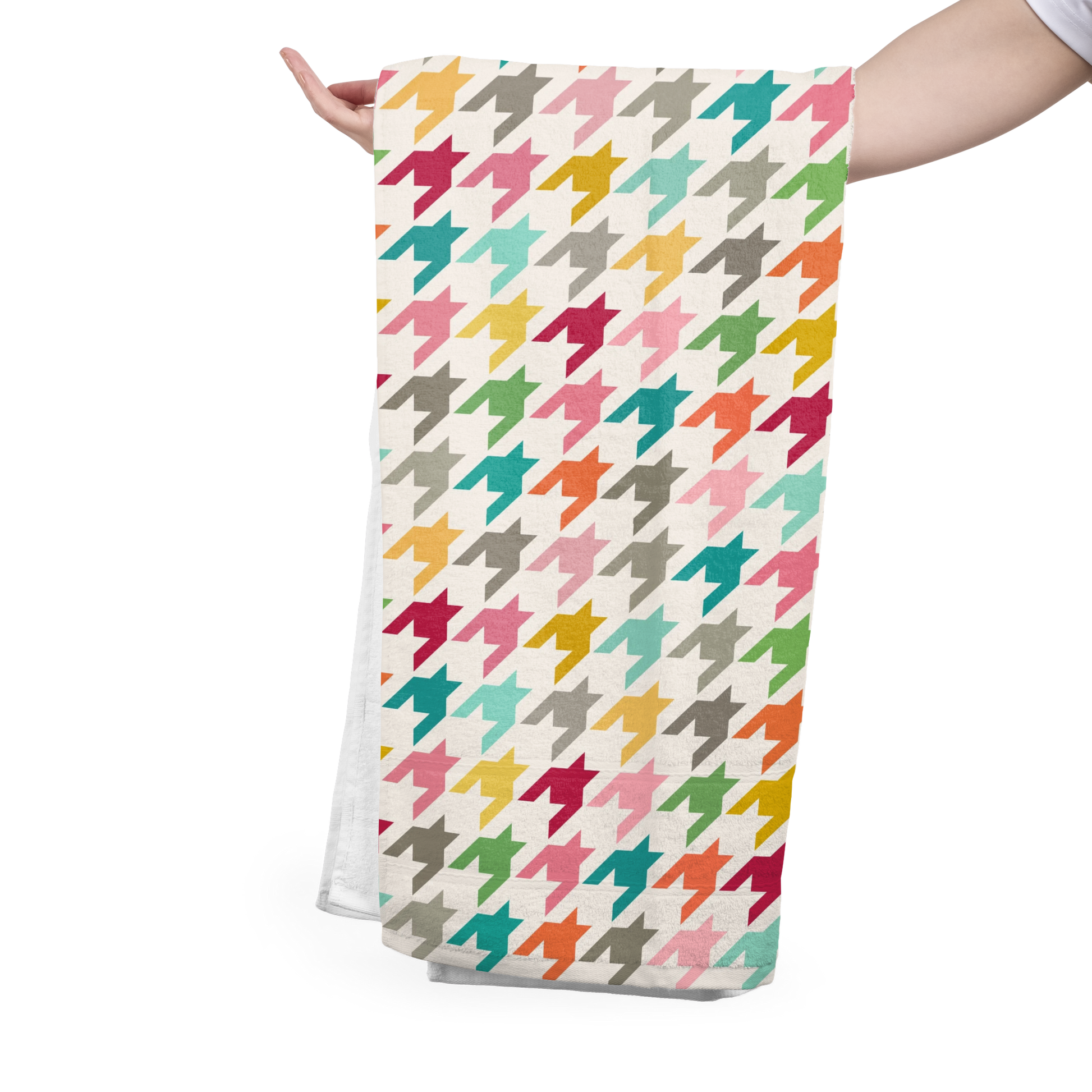 FS073 Multicolour Houndstooth Cotton Printed Fabric