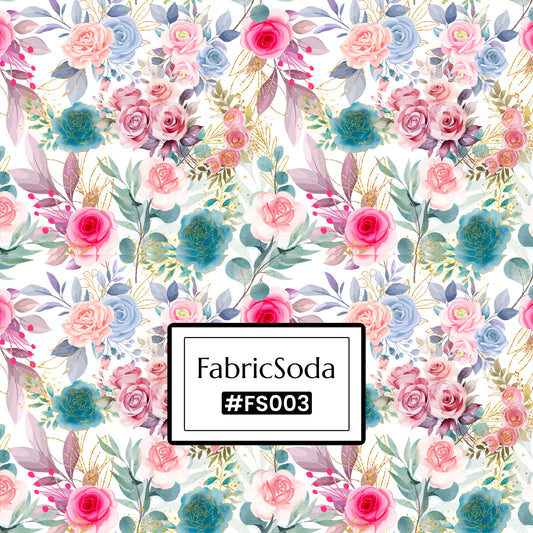 FS003 Watercolour Floral Cotton Printed Fabric