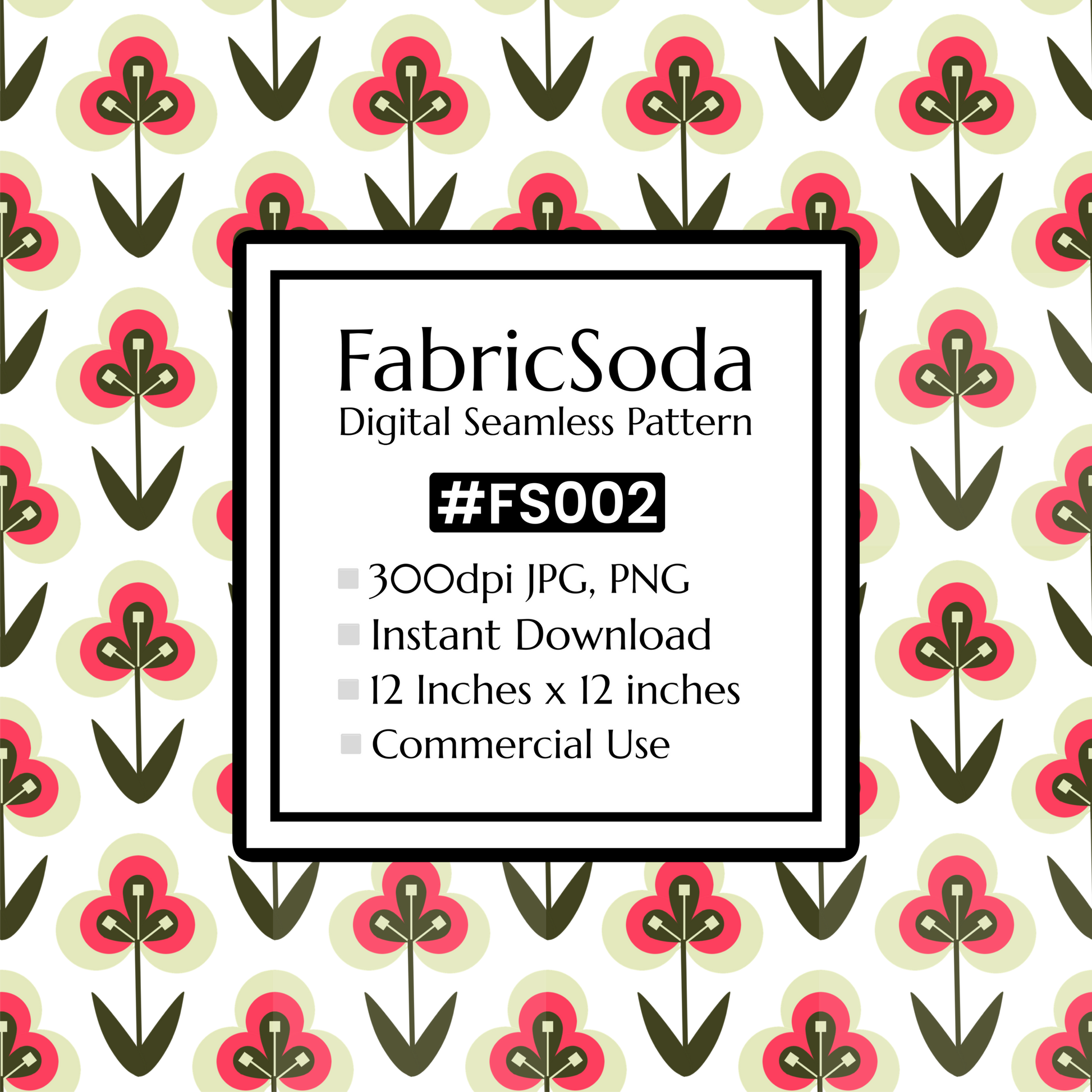 #FS002 Green Floral Seamless Pattern JPG PNG
