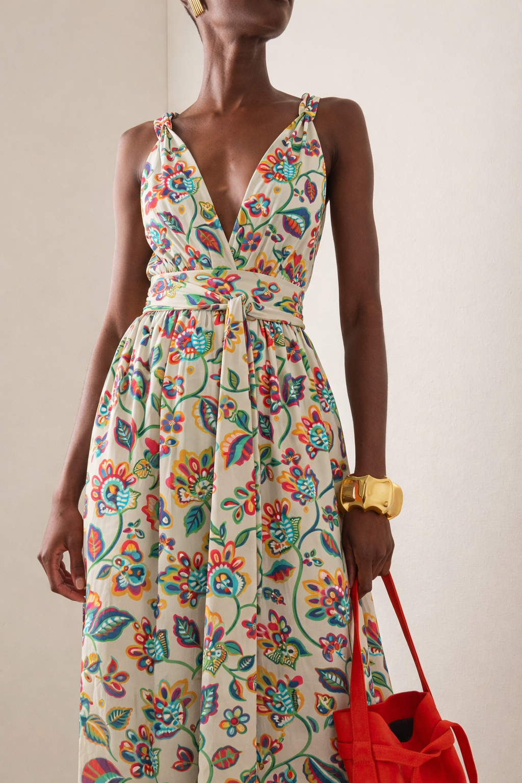 FS007 Beige Exquisite Floral Printed Fabric