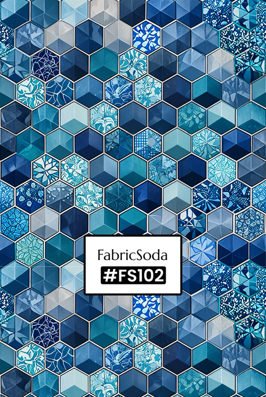 FS102 Blue Cube Geometric Seamless Pattern PNG