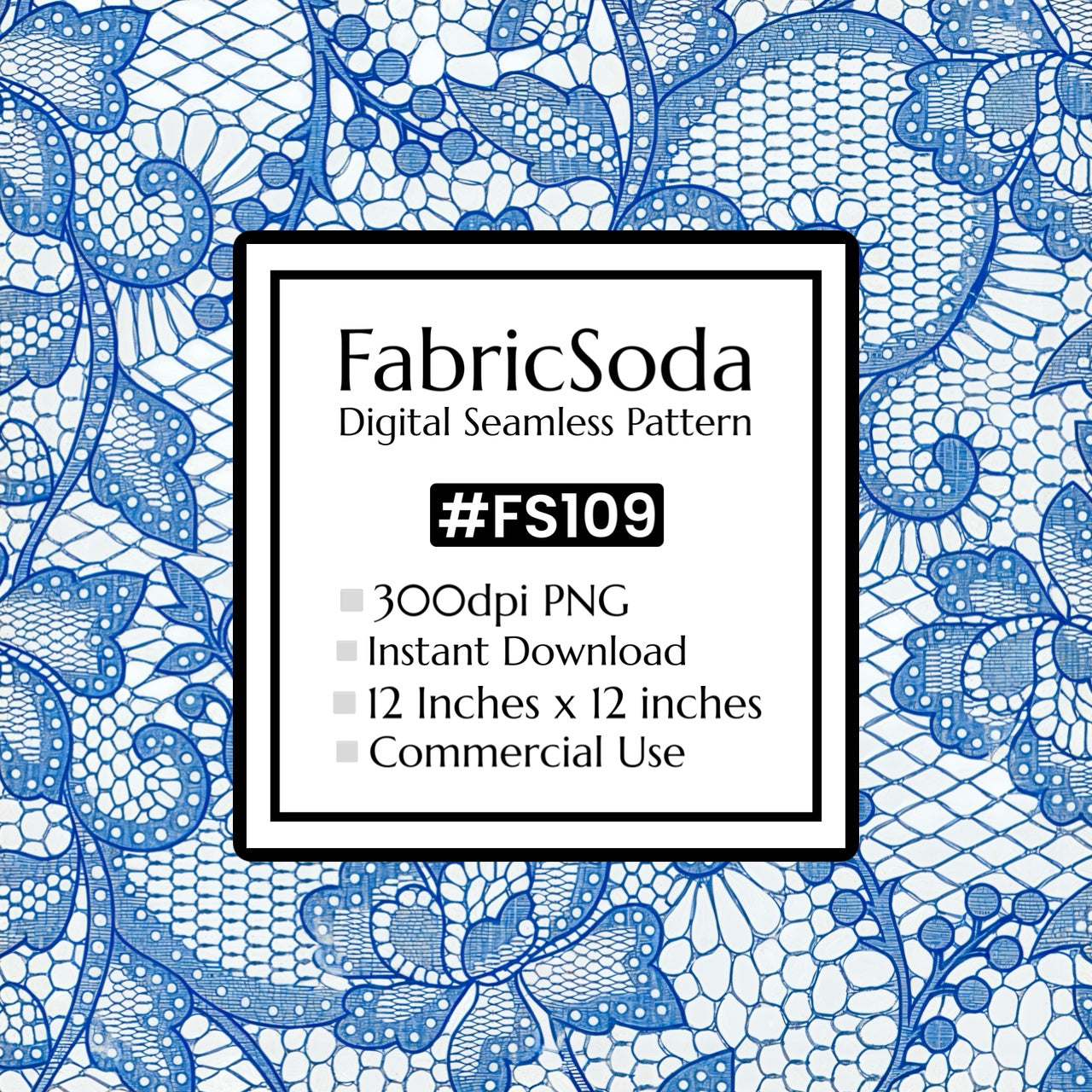 FabricSoda digital seamless pattern with blue and white design on a matching background