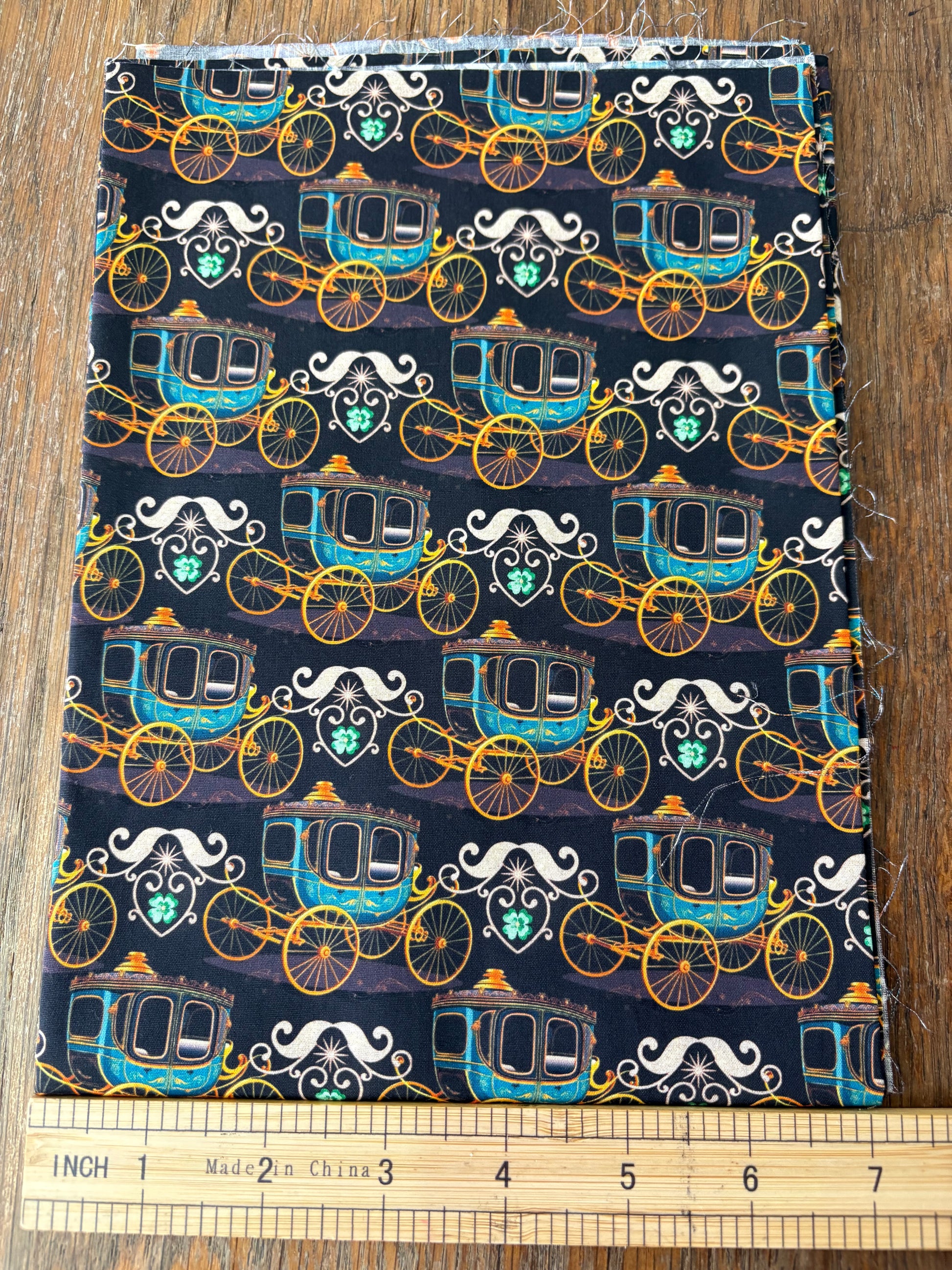 FS022 Luxury Brown Carriage Cotton Printed Fabric