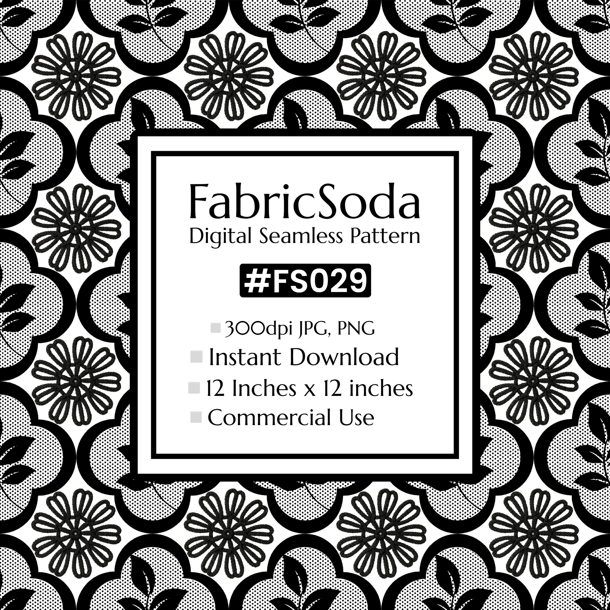FS029 Black Floral Lace Seamless Pattern JPG PNG