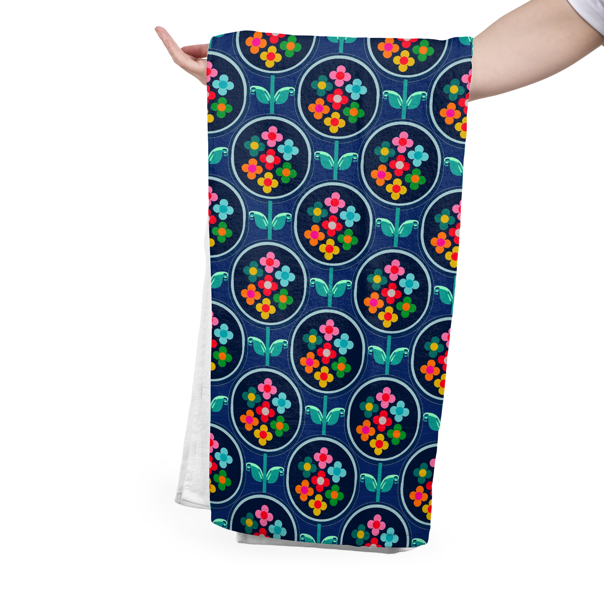 FS017 Navy Geometric Floral Seamless Pattern JPG PNG
