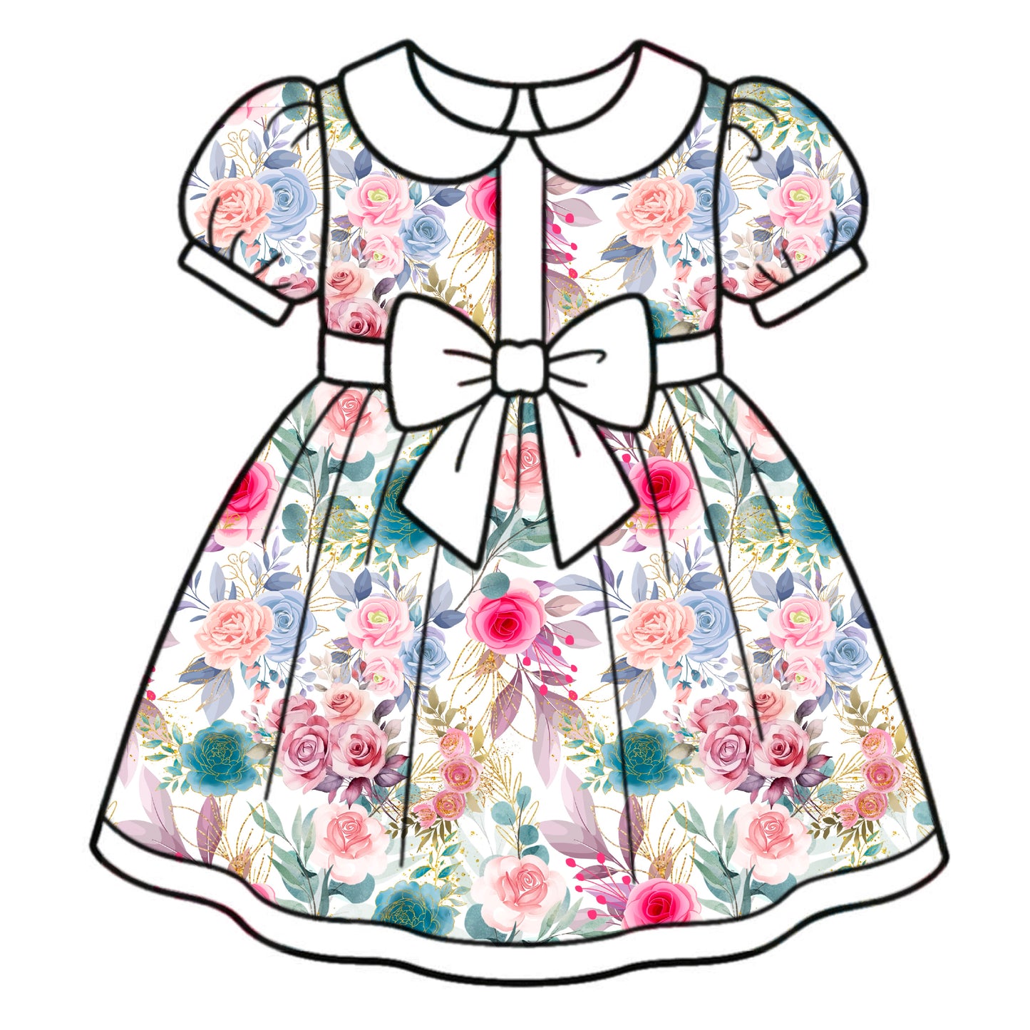 FS003 Watercolour Floral Cotton Printed Fabric
