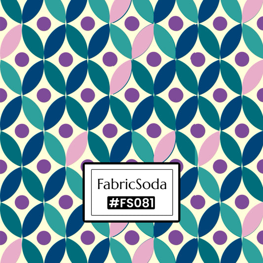 FS081 Pink and Green Geometric Cotton Printed Fabric