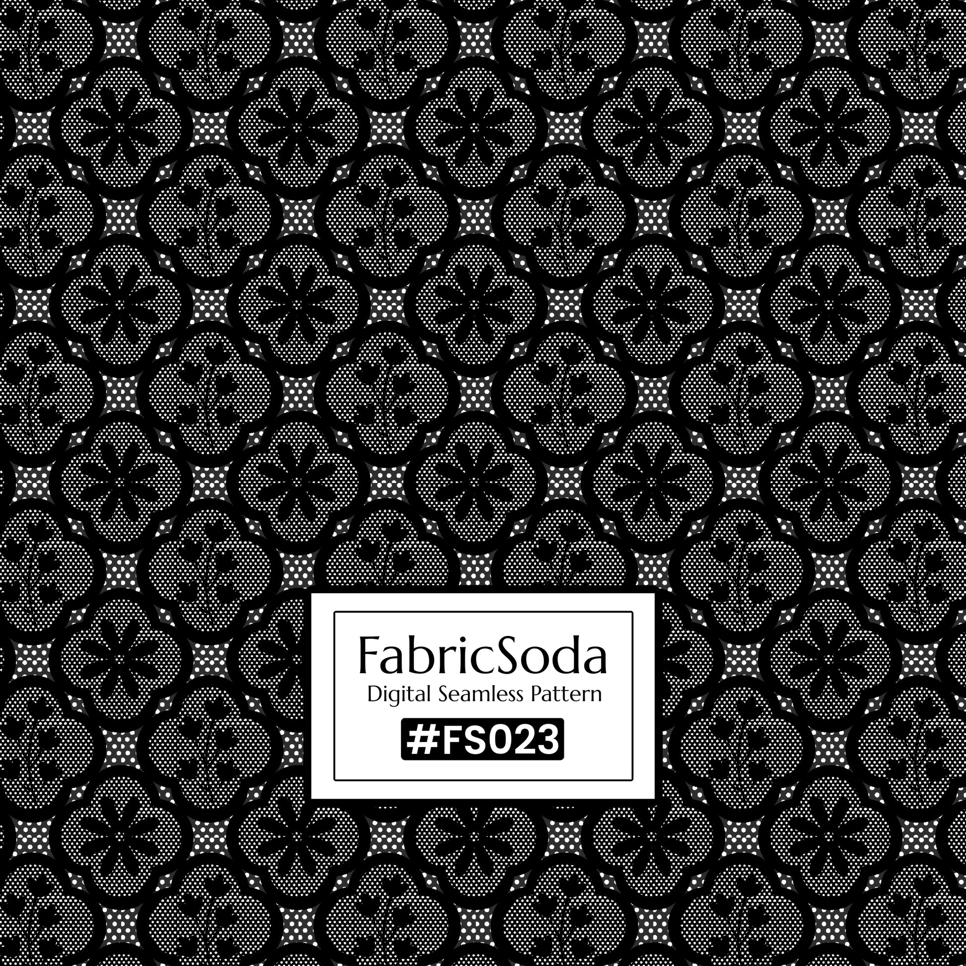 FS023 Black Lace Floral Seamless Pattern JPG PNG