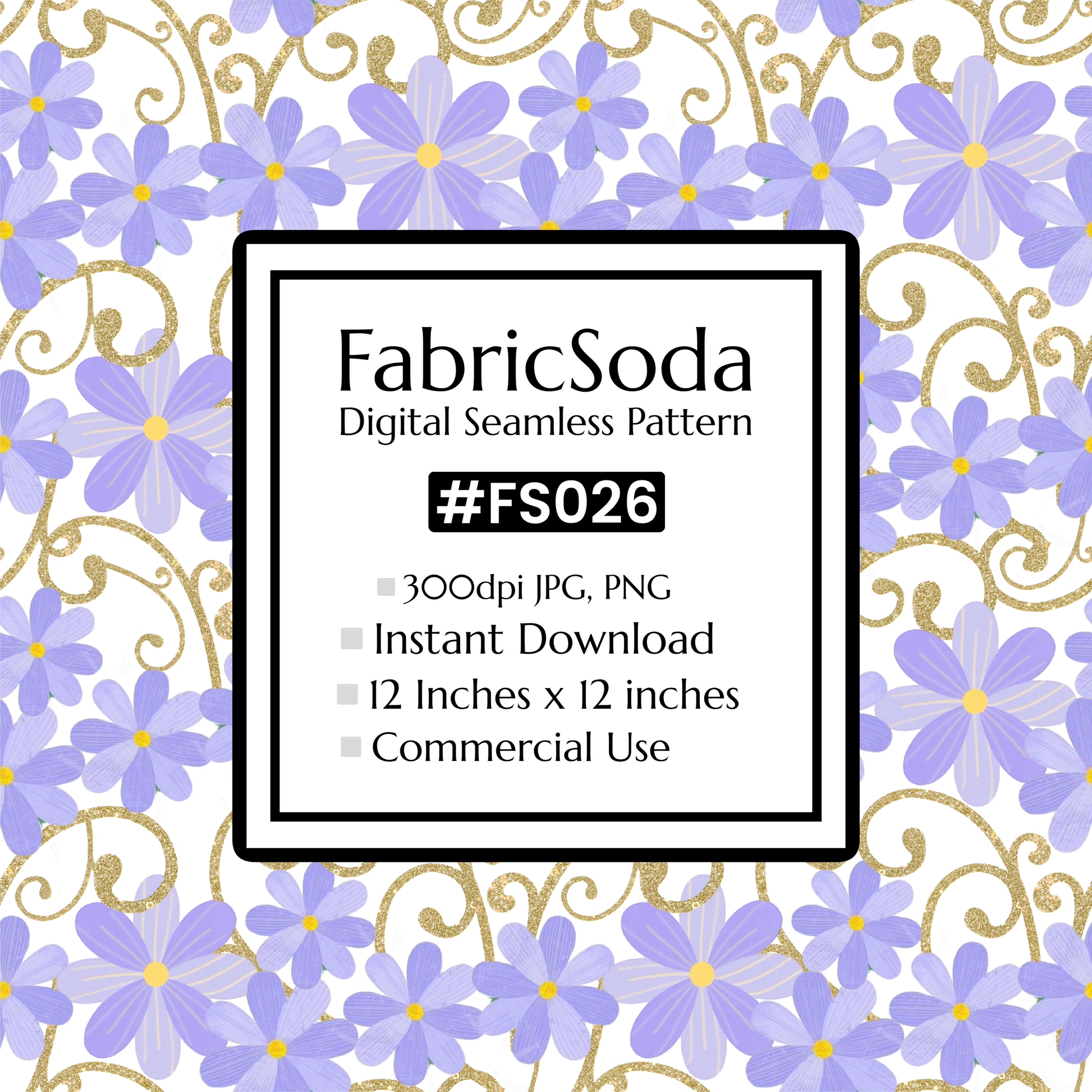 FS026 Lilac Floral Seamless Pattern JPG PNG