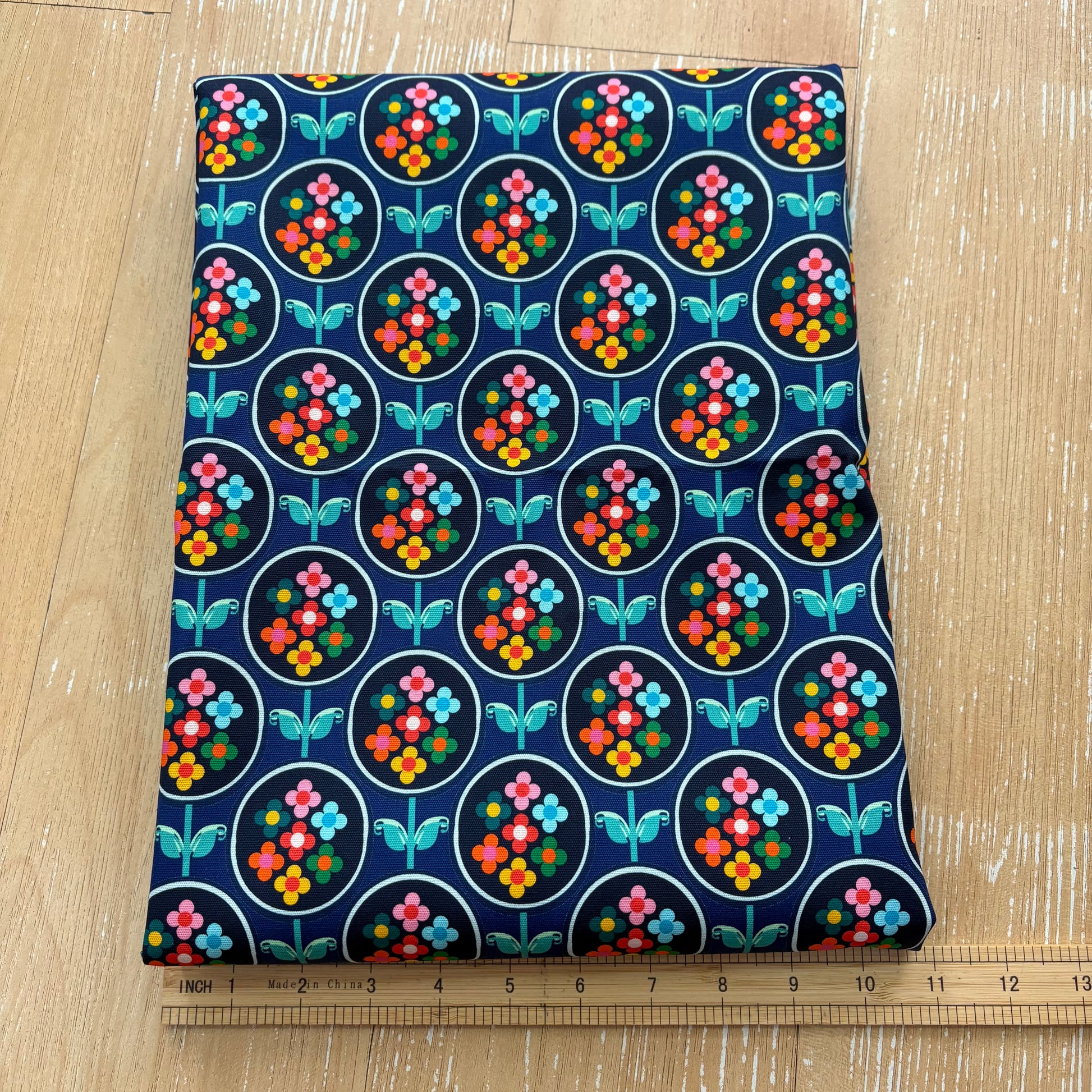 FS017 Navy Floral Cotton Printed Fabric