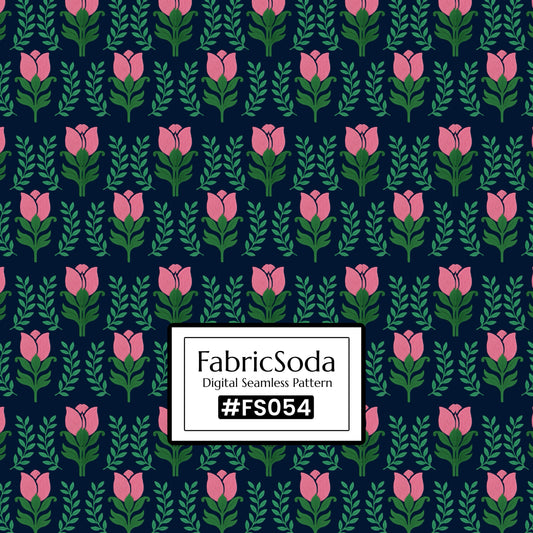 FS054 Green Floral Seamless Pattern JPG PNG