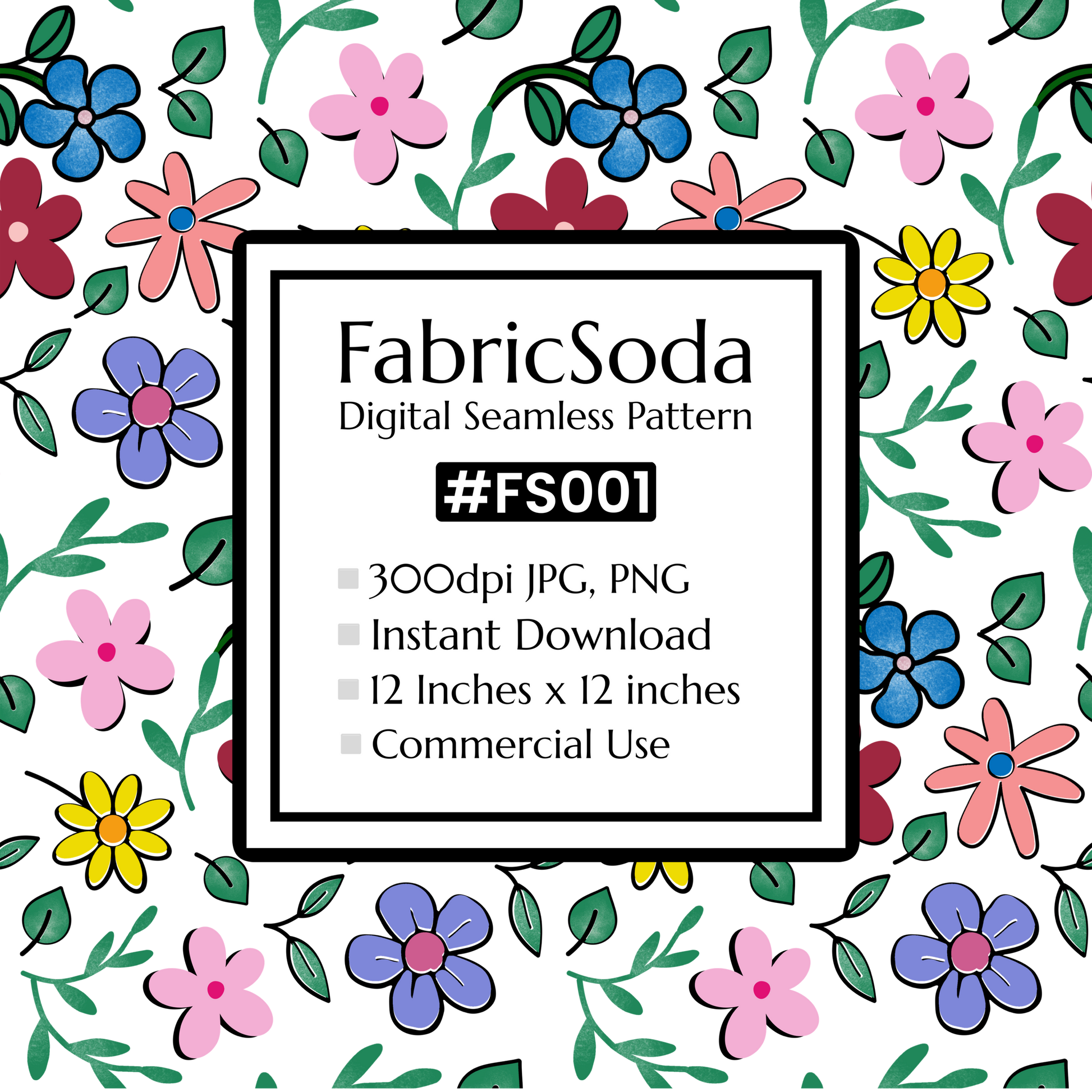 #FS001 Beige Floral Seamless Pattern JPG PNG