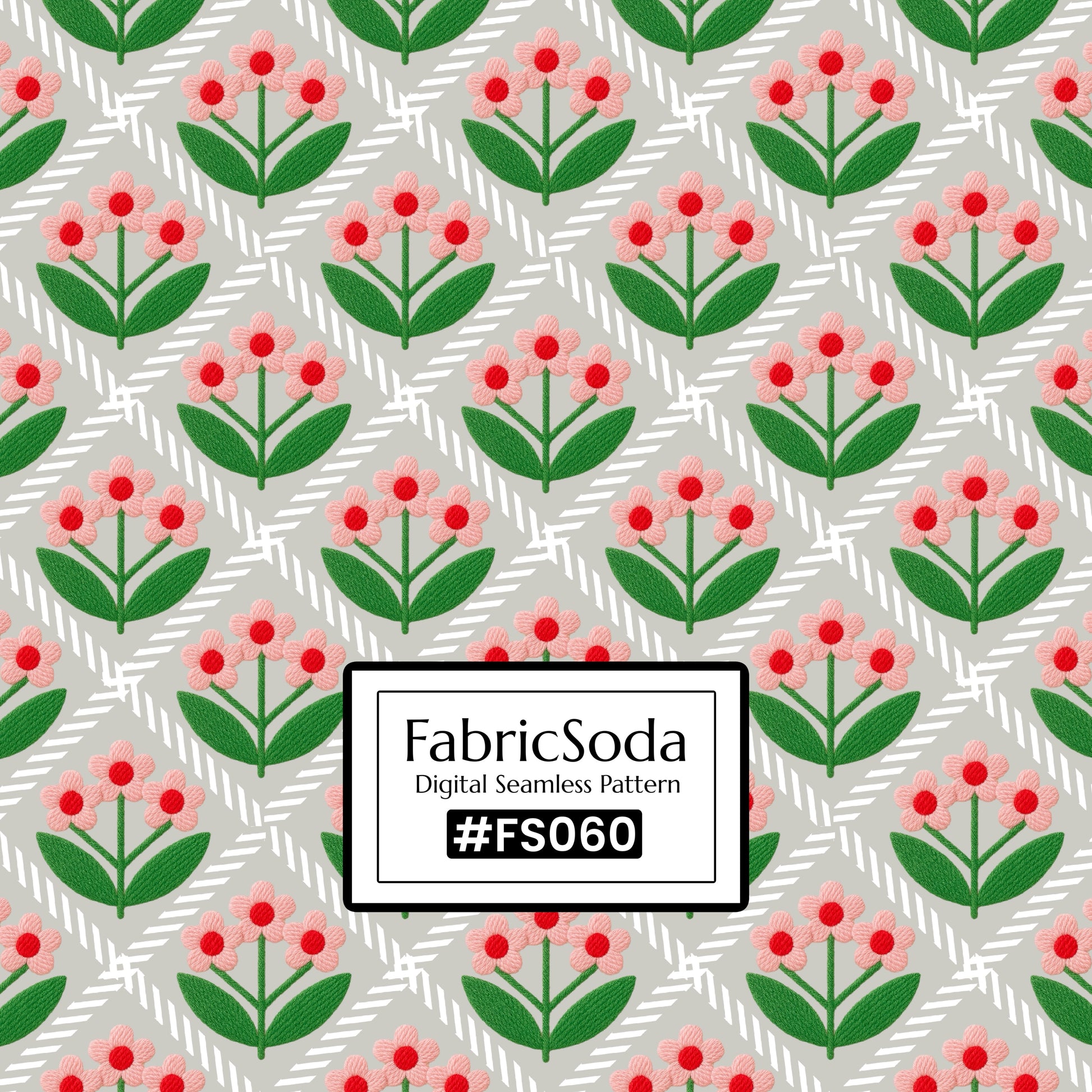 FS060 Embroidery Effect Floral Seamless Pattern JPG PNG
