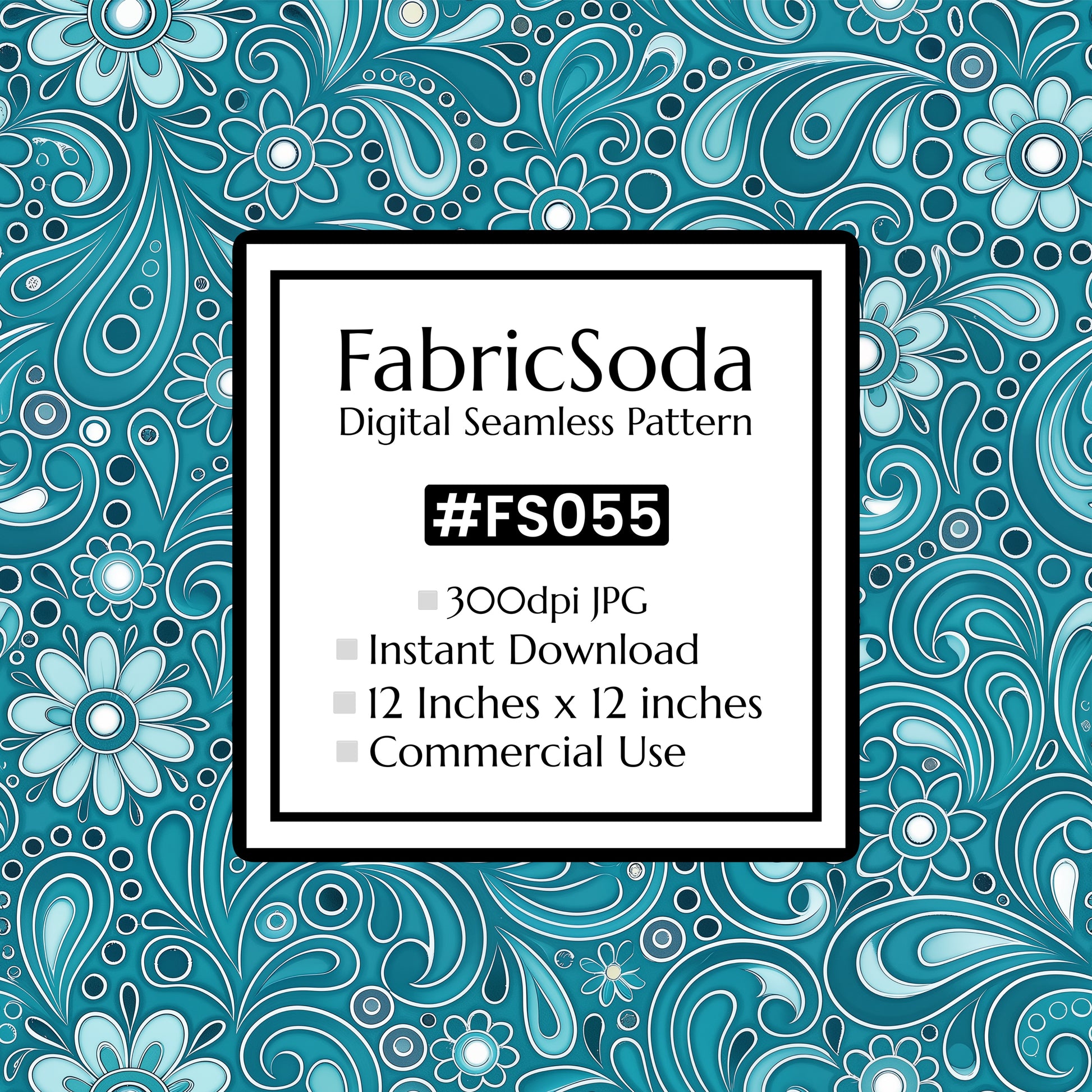 FS055 Teal Paisley Seamless Pattern JPG