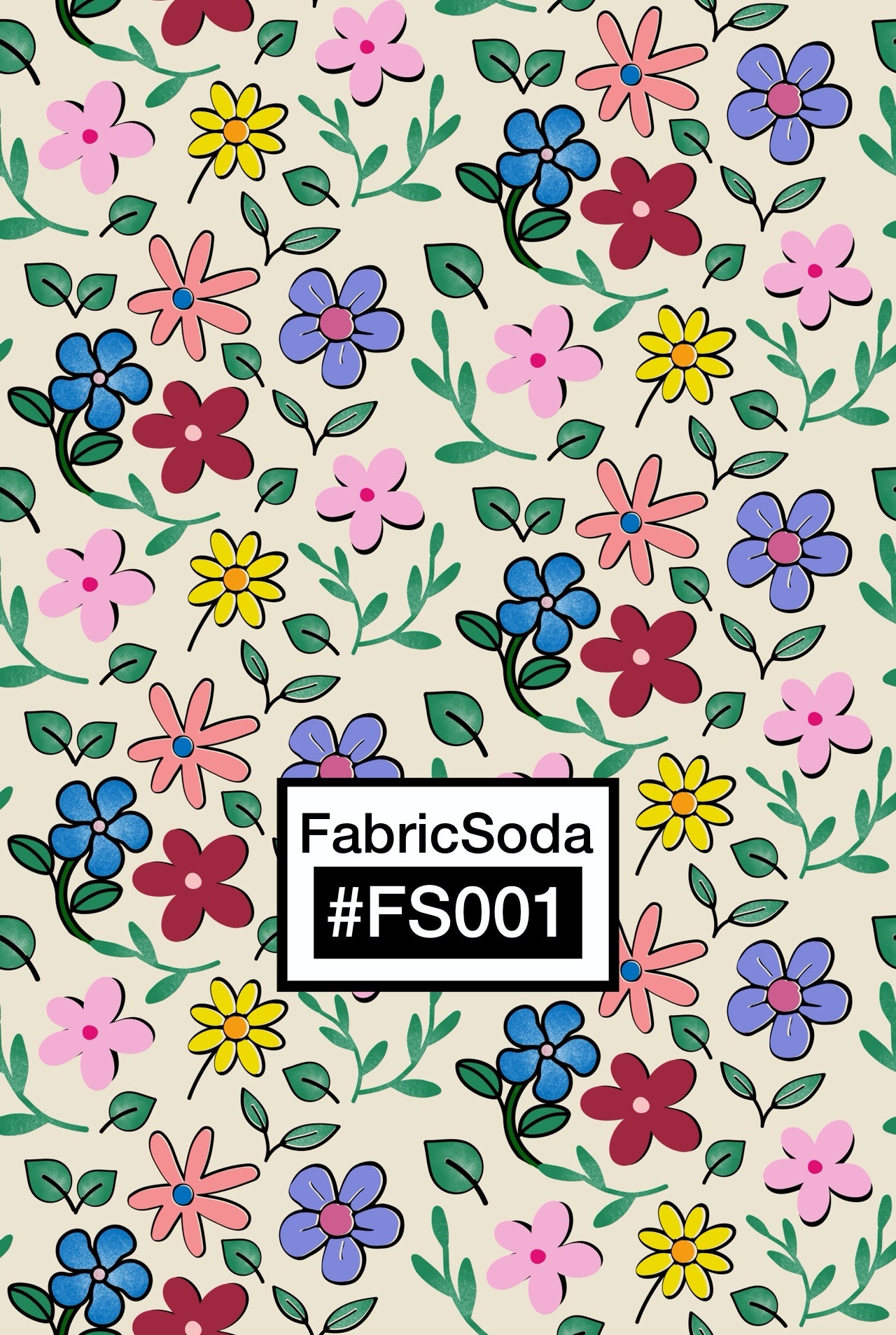 FS001 Beige Floral Printed Fabric