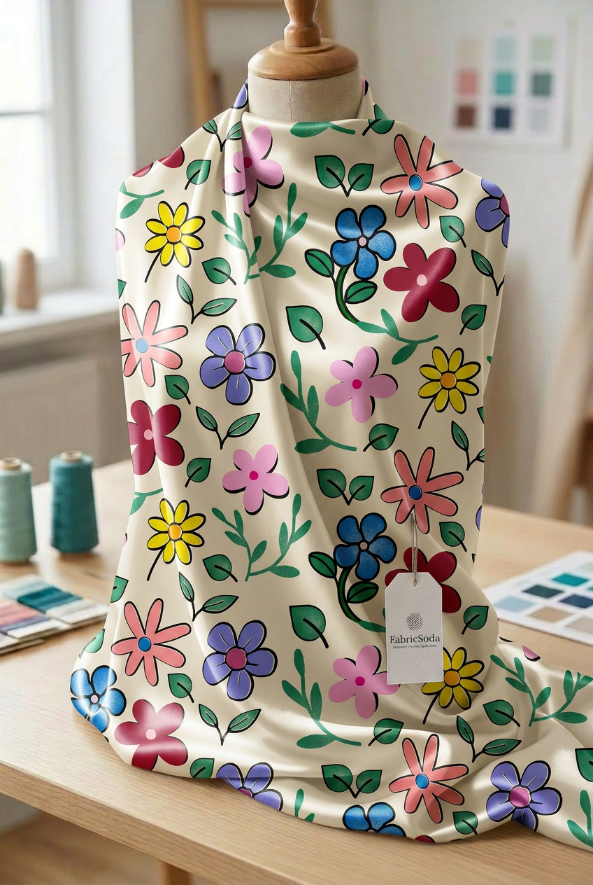 FS001 Beige Floral Fabric