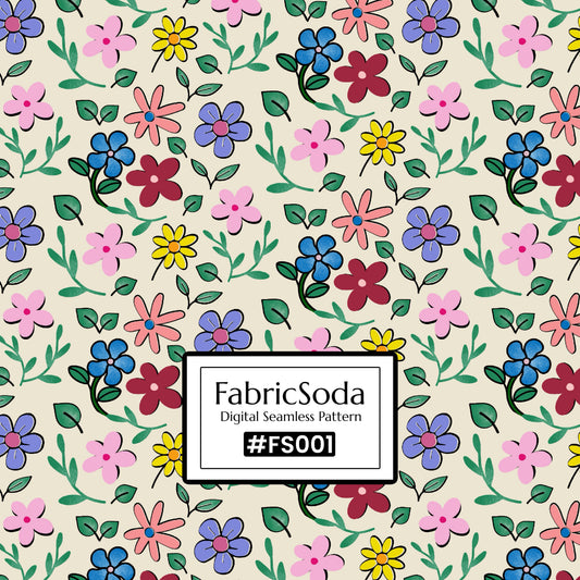 #FS001 Beige Floral Seamless Pattern JPG PNG