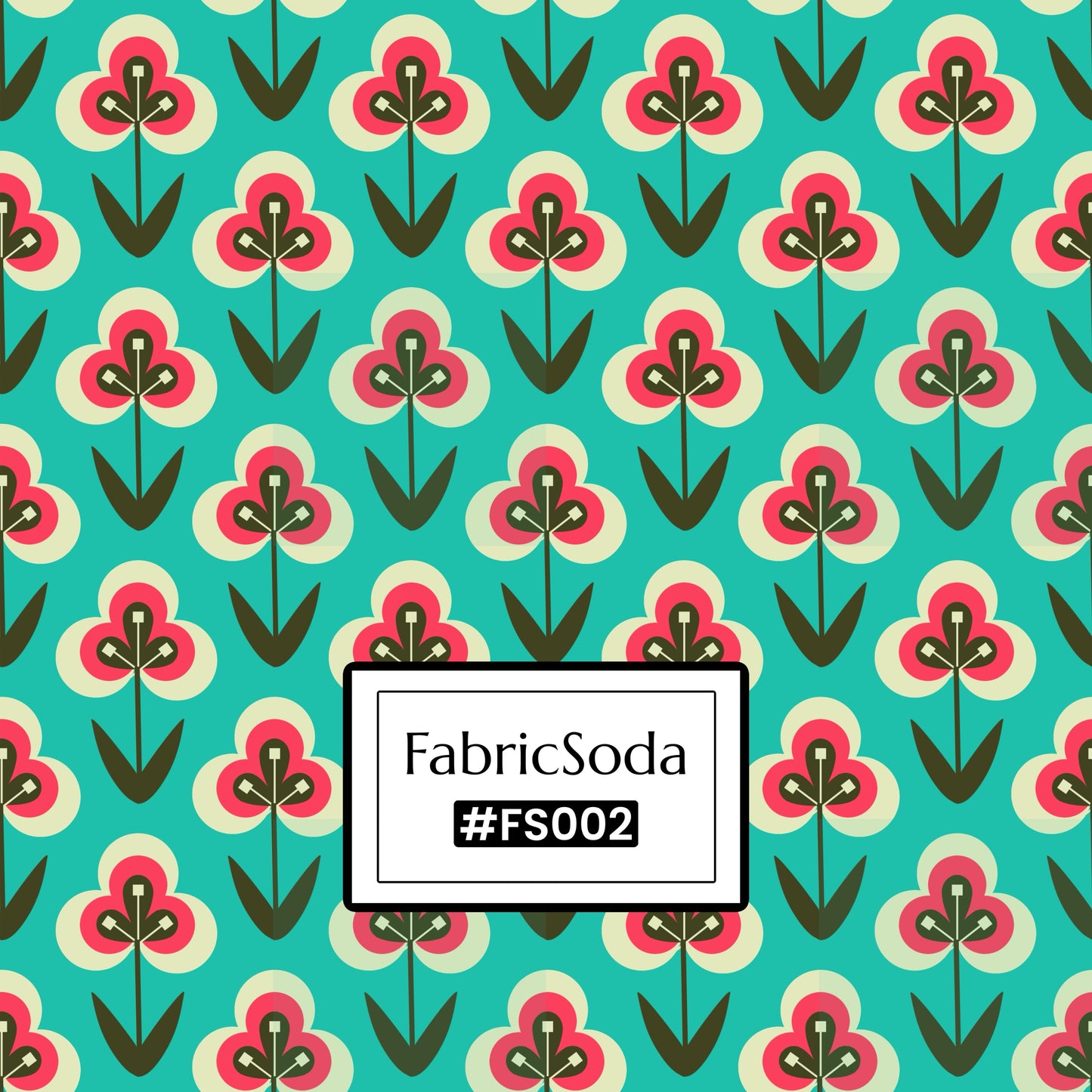 FS002 Green Floral Printed Fabric
