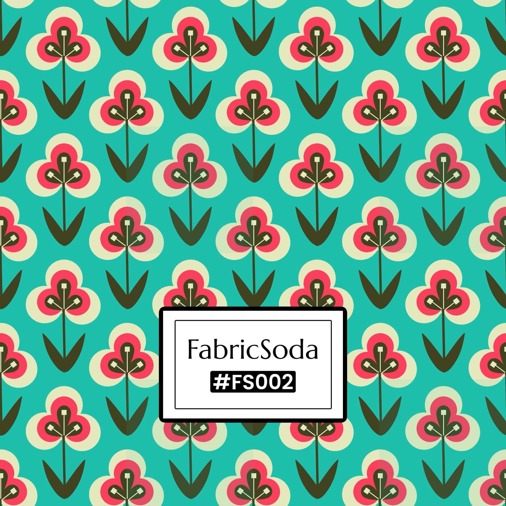 FS002 Green Floral Printed Fabric