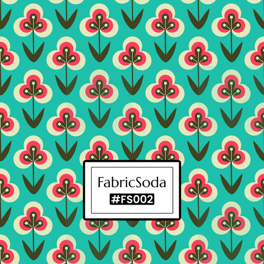FS002 Green Floral Printed Fabric