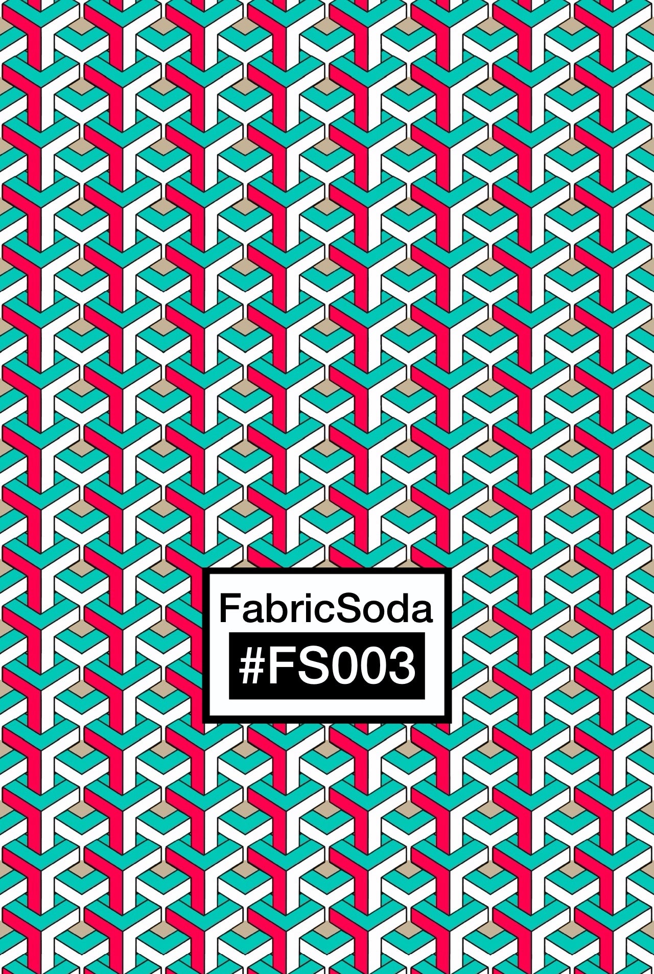 FS003 Green Geometric Y Pattern Printed Fabric