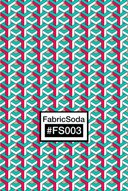 FS003 Green Geometric Y Pattern Printed Fabric