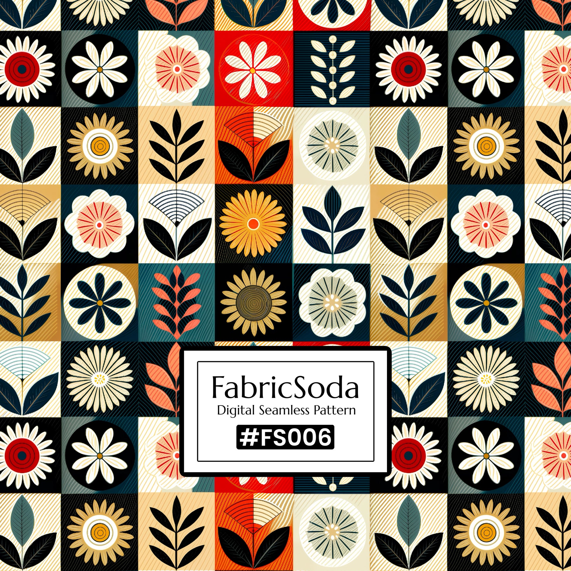 FS006 Floral Plaid Printed Fabric