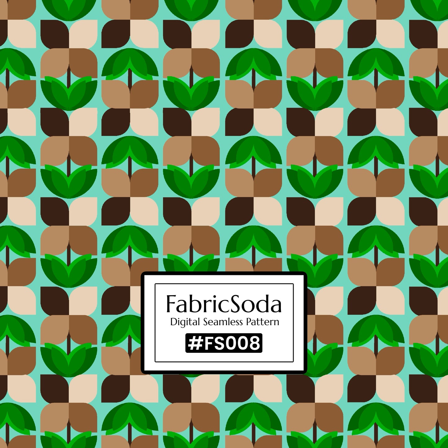 FS008 Green & Brown Geometric Printed Fabric
