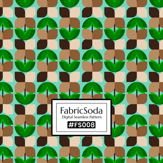 FS008 Green & Brown Geometric Printed Fabric