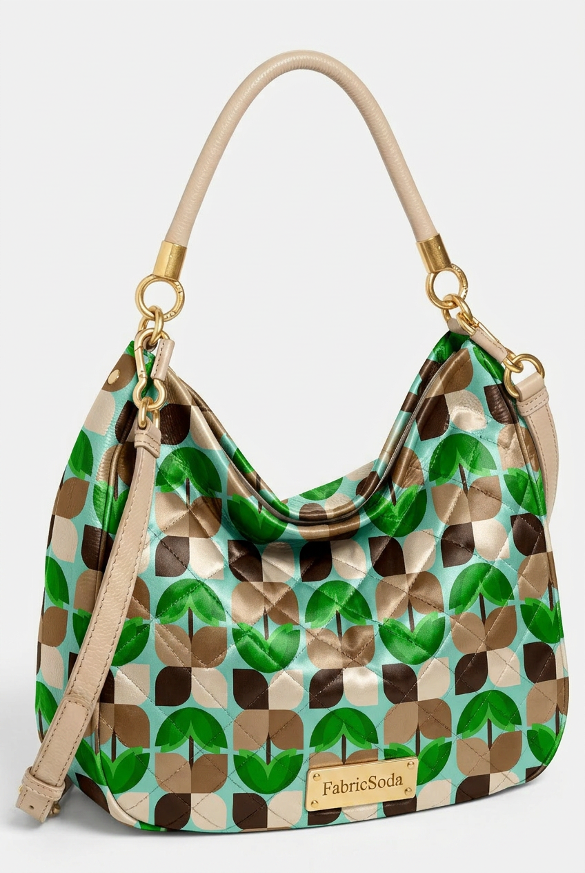 FS008 Green & Brown Geometric Printed Fabric