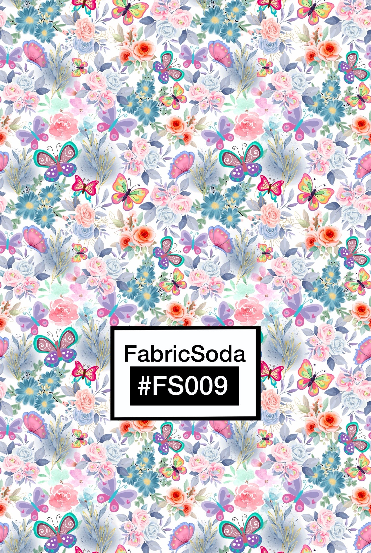 FS009 Watercolour Butterfly Printed Fabric