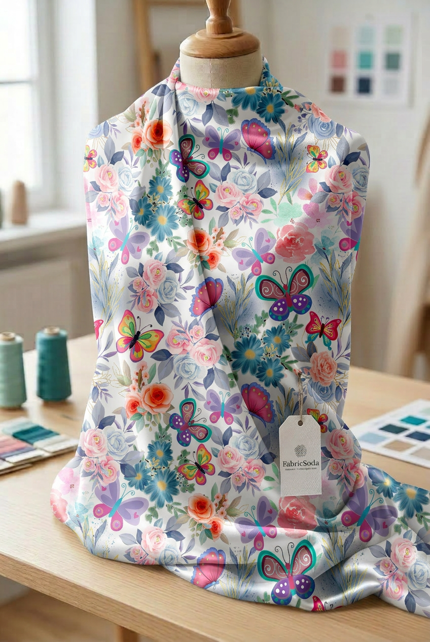 FS009 Watercolour Butterfly Printed Fabric