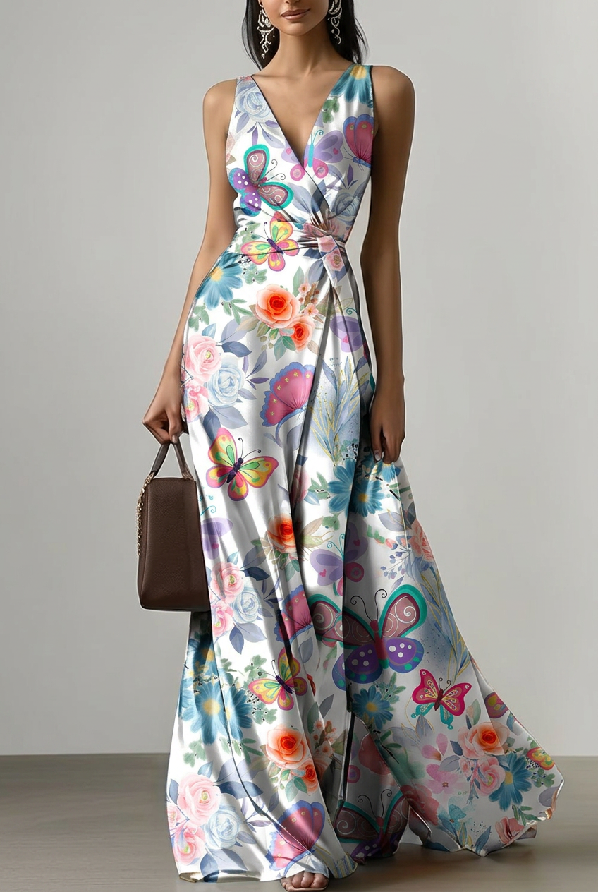 FS009 Watercolour Butterfly Printed Fabric for dress 