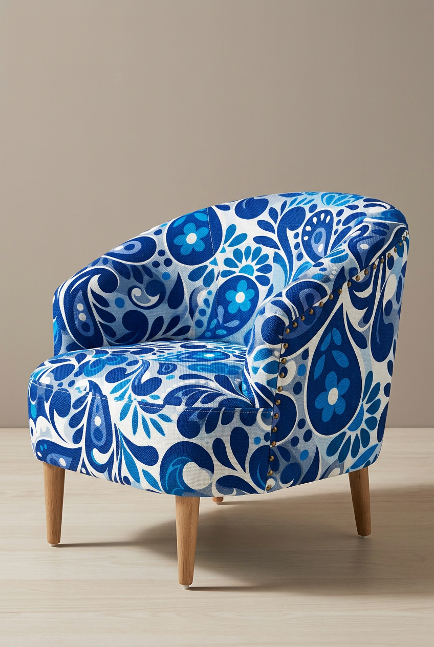 FS010 Blue Paisley Printed Fabric