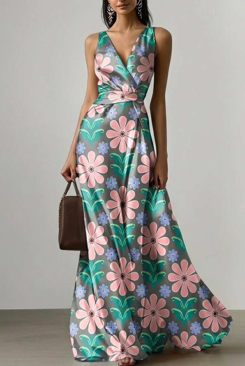 FS016 Pink Floral Printed Fabric