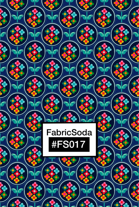 FS017 Navy Floral Printed Fabric