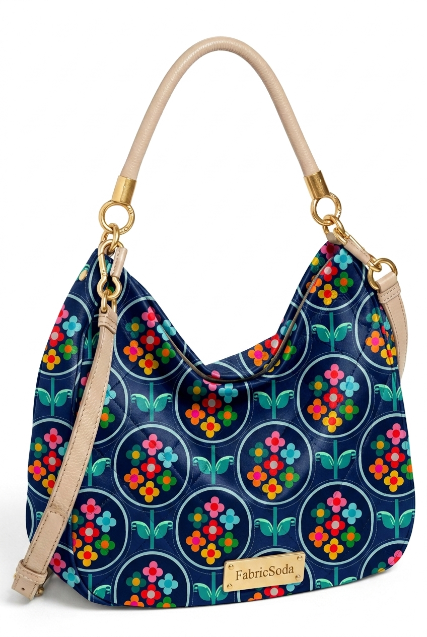 FS017 Navy Floral Printed Fabric