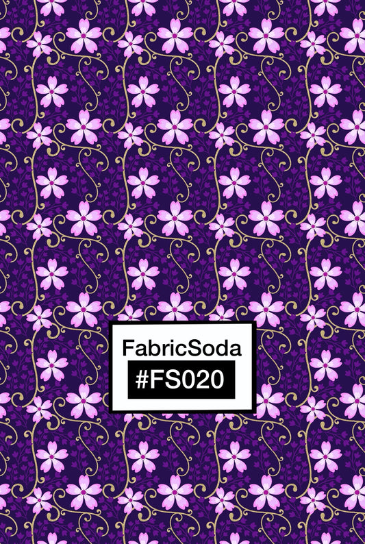 FS020 Purple Floral Printed Fabric