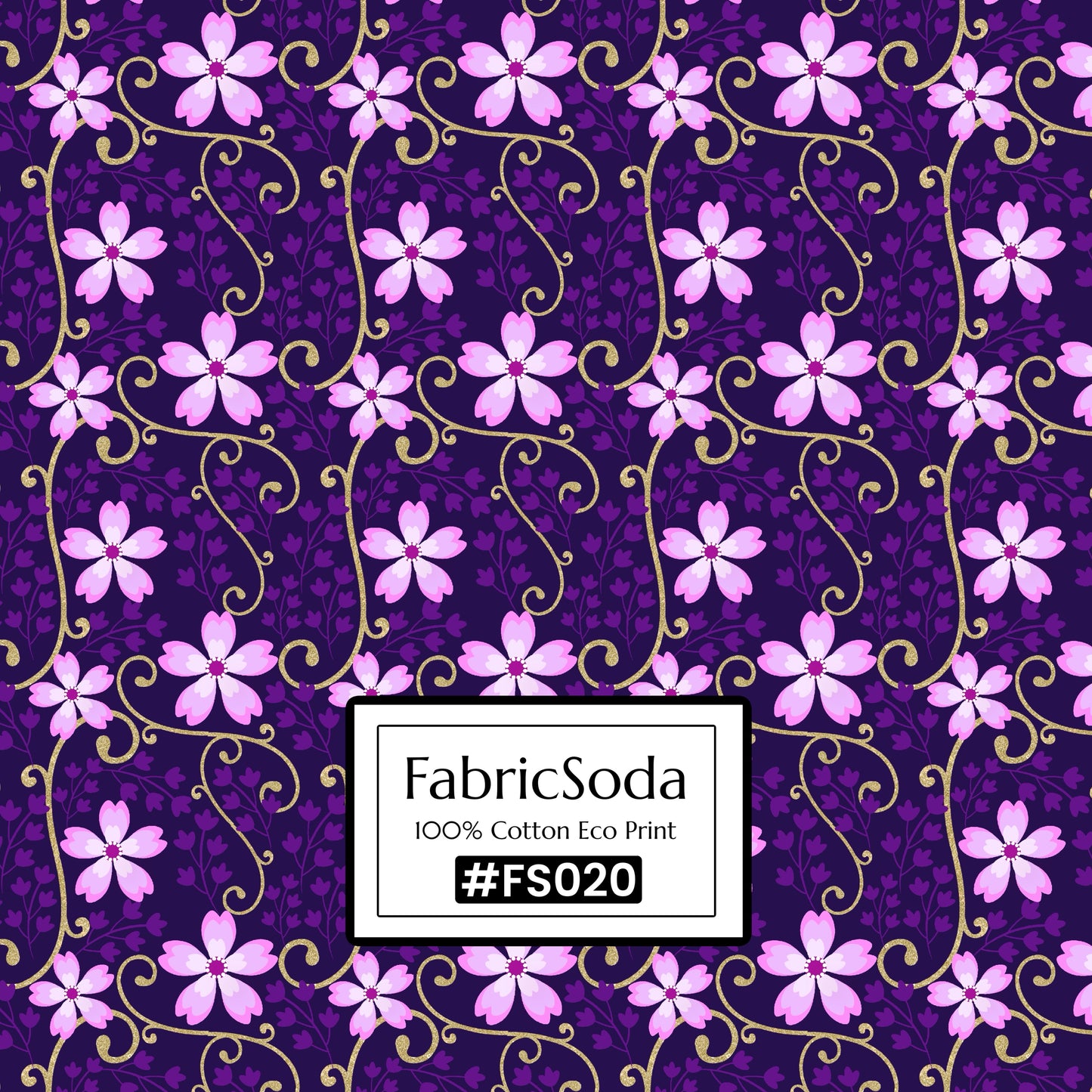 FS020 Purple Floral Printed Fabric