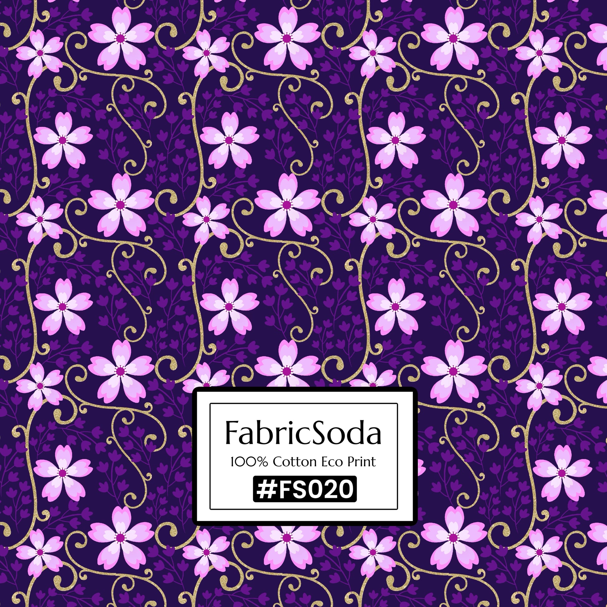 FS020 Purple Floral Printed Fabric