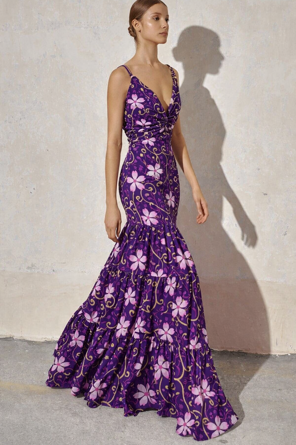 FS020 Purple Floral Printed Fabric