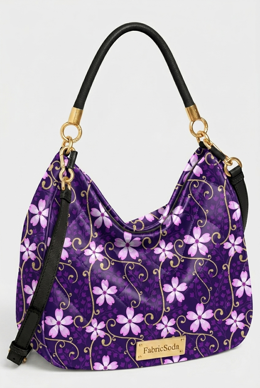 FS020 Purple Floral Printed Fabric