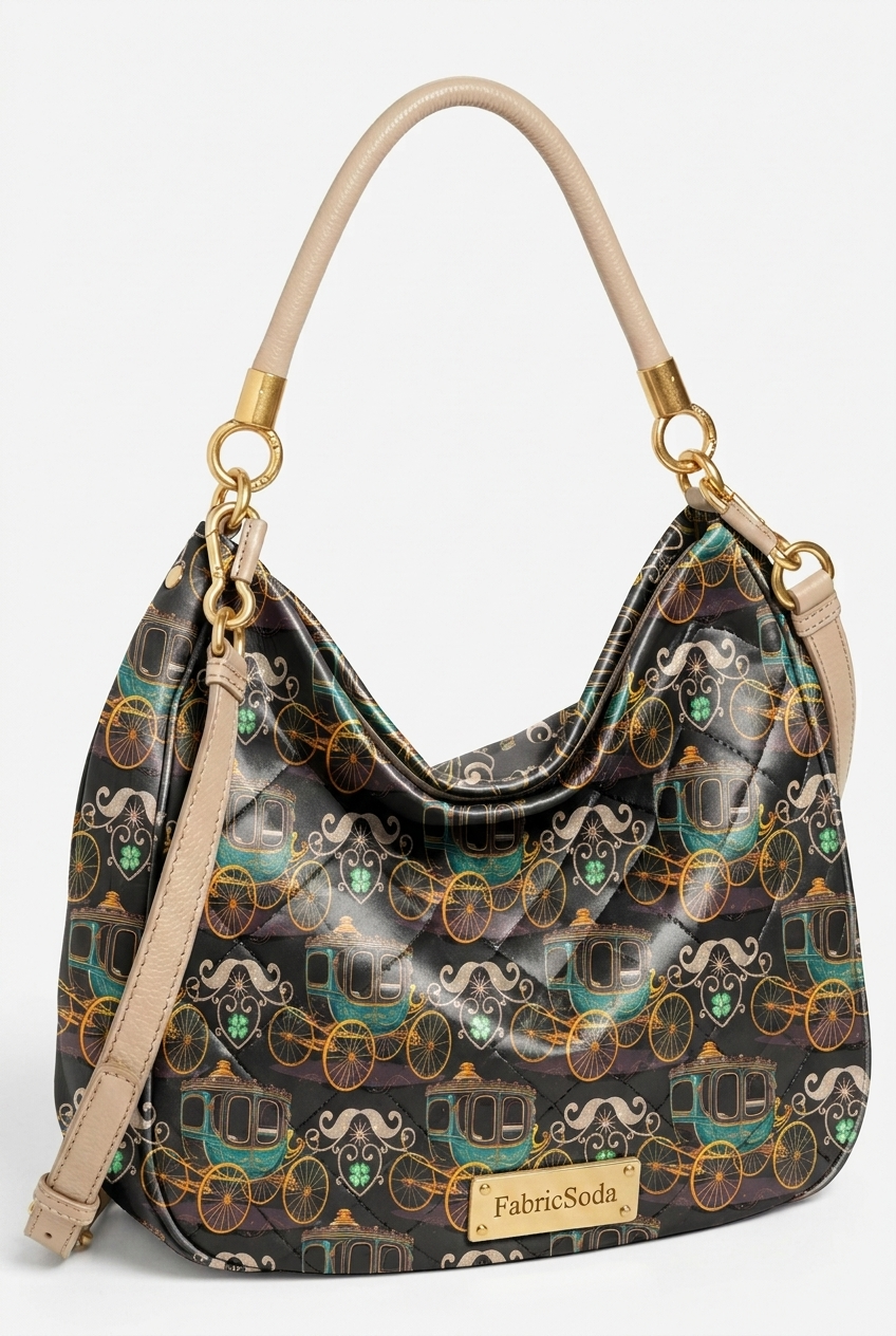 FS022 Luxury Brown Carriage Printed Fabric
