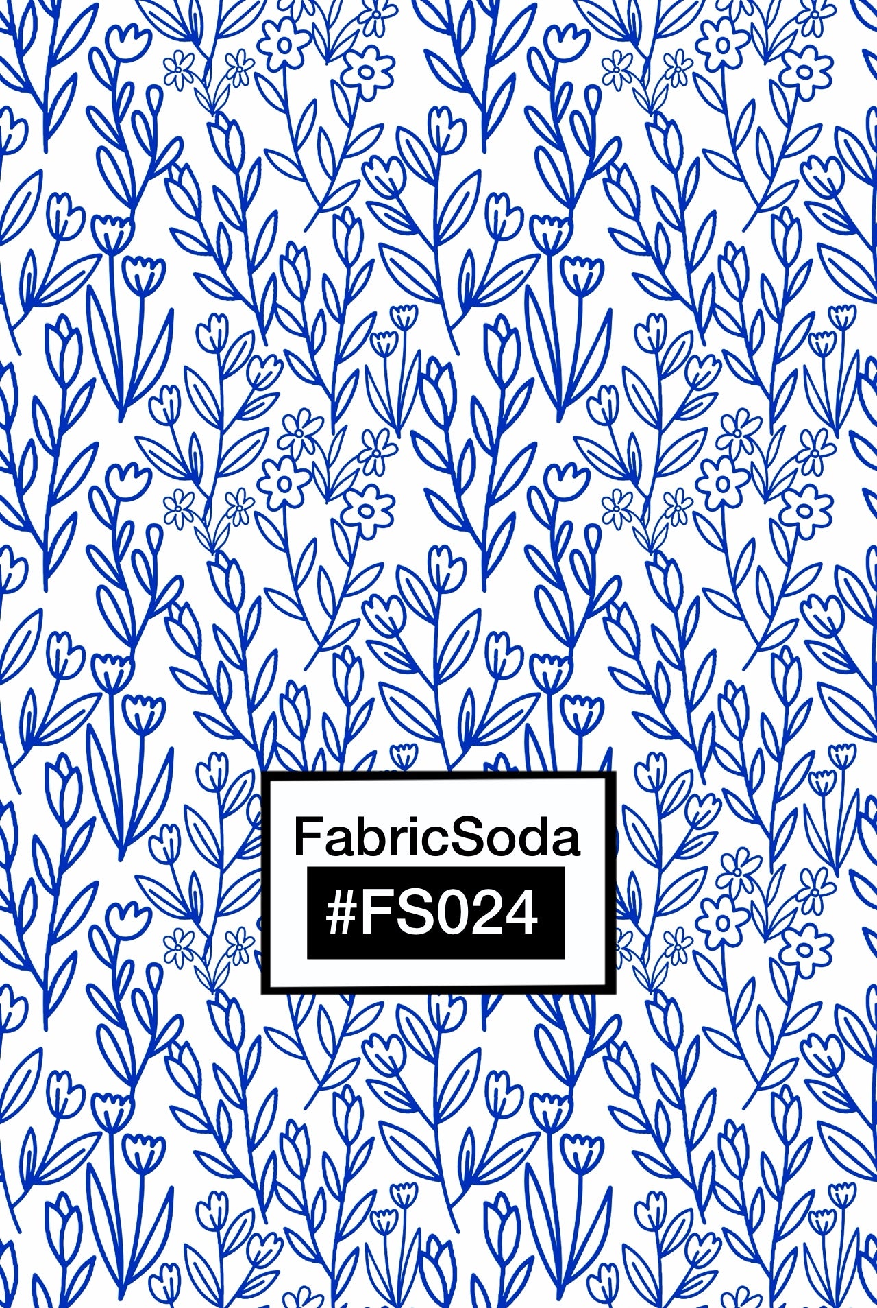 FS024 Blue Line Art Floral Fabric