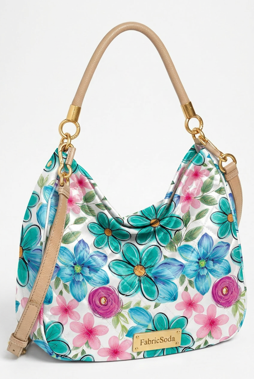 FS025 Watercolour Blue Floral Printed Fabric