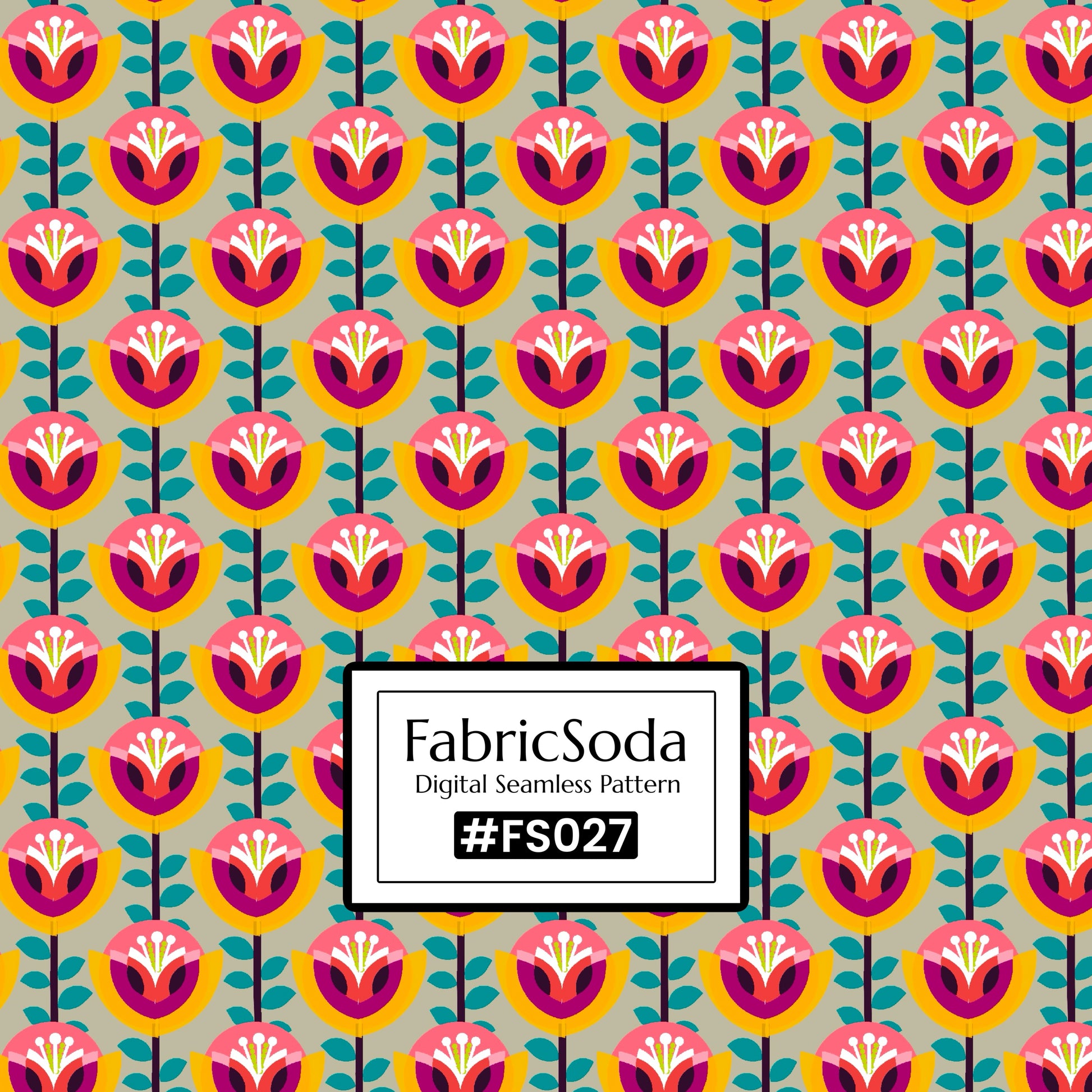 FS027 Beige Geometric Printed Fabric