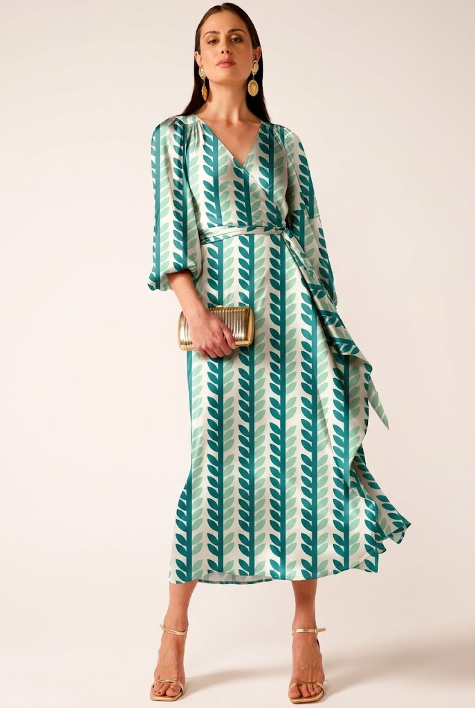 FS030 Green Leaves Geometric Printed Fabric